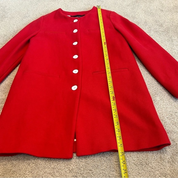 Zara red button front long sleeve jacket coat Sz M - Picture 7 of 10